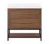 Home Decorators Collection Corley 36 in. Single Sink Freestanding Spiced Walnut Bath Vanity with White Engineered Stone Top (Assembled) New Floor Model $1399