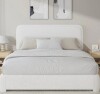 Ebern Designs Boucle Upholstered Bed Frame Soft Rounded Corners Headboard Low Profile Bed Frame No Box Spring Needed Queen size New in Box $599