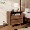 Nasonet Wooden Nightstand with Charging Station of 2 Drawers, Mid Century Modern Bedside Table with Round Corners New in Box $299