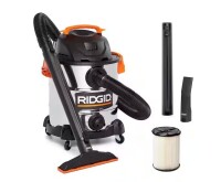 RIDGID 10 Gal. 6.0 Peak HP Stainless Steel Shop Vacuum Wet Dry Vac with Filter, Locking Hose and Accessory Attachments WD1060 On Working $299