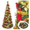 Decoway Pre Lit Pre Decorated Christmas Tree Pop Up 7.5ft with Warm White LED Lights, Holiday Party Decorations, Red Gold New In Box $299