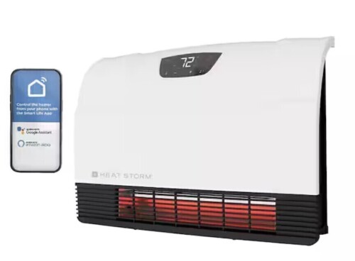 Heat Storm 1500W Phoenix WiFi Infrared Wall Unit Wi-Fi Smart Heater in White On Working $299