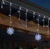 Home Accents Holiday 70 Count Cool White Dome LED Icicle Lights with 5 3D Snowflakes New In Box $79