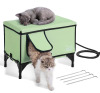 VEVOR Elevated Heated Cat House, Cuboid Kitty Shelter with Adjustable Temperature and Timer, 900D Oxford Cloth Foldable Cat Shelter with Heated Pad for Winter to Stay Warm and Cozy, Green (Medium) New In Box $199