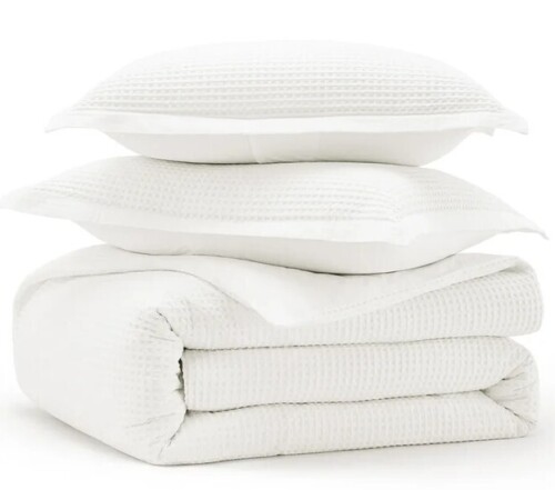 Bedsure 3-Piece Queen Size Cotton Waffle Weave Duvet Cover Set $199