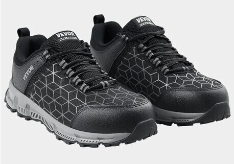 VEVOR Pair of Mens Steel Toe Shoes Cushion Sport Safety Toe Athletic Work Shoe, Indestructible Safety Sneakers Lightweight, Breathable Industry Construction Work Shoes, Black New In Box Size 9 $79