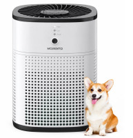 MORENTO HY1800 HEPA Air Purifier for Home & Bedroom, 108 Sq. Ft., 24dB Quiet Sleep Mode, Activated Carbon Filter, Black & White On Working $99