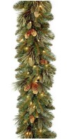 National Tree Compnay 9 ft. Pre-Lit Carolina Pine Garland with Clear Lights, Plug-In New In Box $199