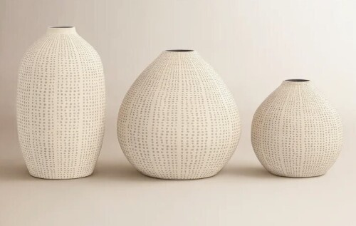 Joss & Main Ilma Stone Table Vase - Set of 3 / Ebern Designs Wood Tabletop Candlestick - Set of 3 New In Box Assorted $99