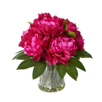 Canora Grey Moreell 12" Artificial Peony Floral Arrangement In Clear Glass Vase With Realistic Acrylic Water / Zipcode Design&trade; Faux Hydrangea Arrangement in Vase New Assorted $199