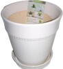 Southern Patio 7.9 in. Ravanaey Small Glossy White Ceramic Planter (7.9 in. D x 7.9 in. H) With Drainage Hole and attached saucer New $79 - 2