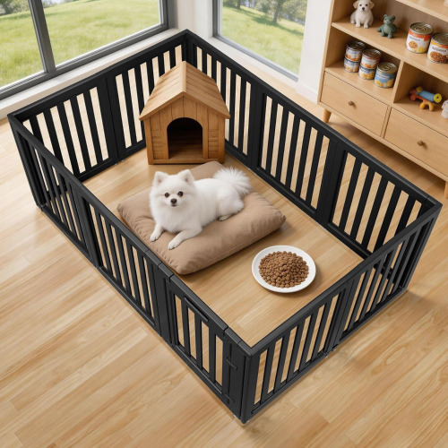 LoveTail Dog Playpen Indoor, Puppy Playpen, Black 23.6" H, 10 Panels New In Box $299