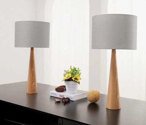 Ivy Bronx Manveen 20" Natural Solid Wood Table Lamp (Set of 2) New in Box $299