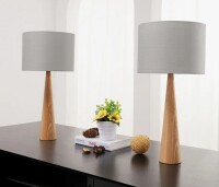 Ivy Bronx Manveen 20" Natural Solid Wood Table Lamp (Set of 2) New in Box $299