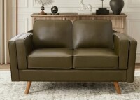 Wrought Studio Havens 62.2'' Wide Upholstered Loveseat With Solid Wood Legs in Olive Green New in Box $799