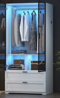 Wade Logan Bubalo Armoire, Wardrobe with Human Body Sensor Light New in Box $599