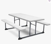 Arlmont & Co Outdoor Picnic Table Set with Benches, HDPE & Steel Frame New in Box $399