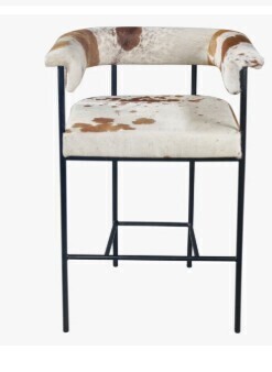 Bungalow Rose Charleston 18" Counter Armchair in Brown Hair on Hide New in Box $1099
