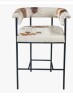 Bungalow Rose Charleston 18" Counter Armchair in Brown Hair on Hide New in Box $1099