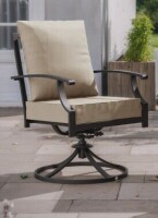 Lark Manor Jacenia 23.4"W Outdoor Swivel Rocking Iron Armchair with High Back and Water Resistant Cushions New in Box $499
