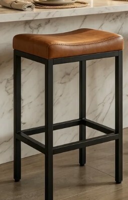 Trent Austin Bar Stool 29.25" Backless Counter Height Bar Stool With Soft Leather Seat And With Footrest, 400 LB Heavy Duty Padded Saddle Barstool Chair New in Box $299