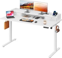 DEVAISE 55" &times; 28" Electric Standing Desk with Drawers, Computer Desk with 3 Adjustable Height, Storage Shelf and Built-in USB Outlet, Memory Preset, Sit to Stand Desk for Home Office, White, New in Box $499
