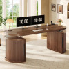 17 Stories 57" Office Desk Electric Height Adjustable Executive Desk Standing Desk with Storage, Brown, New in Box $499