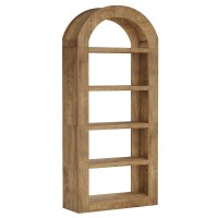 Byblight 71" Brown Wood 5-Shelf Arched Bookcase for Home Office and Living Room, New in Box $399