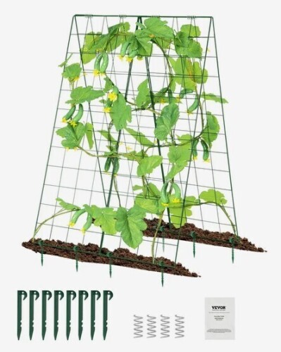 VEVOR Cucumber Trellis for Climbing Plants, 46" x 32" Foldable Cucumber Trellis Set with Plant Clips, Metal Garden Trellis for Raised Bed, Outdoor Plant Grow Support for Tomato, Squash, Vegetable New In Box $199