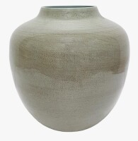 World Menagerie D9.5X9.5" Rounded Iron Accent Vase With Deep Olive Green Finish New In Box $199