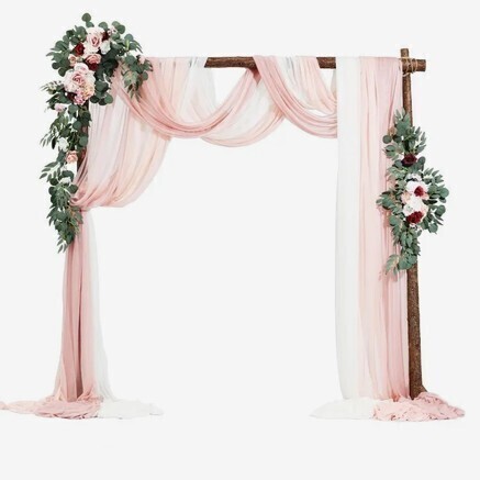 VEVOR Artificial Wedding Arch Flowers Kit, Pink Wedding Arch Flowers with Drapes Kit (Pack of 5) - 2 Pcs Floral Arrangement, 3 Pcs Sheer Drapes, for Ceremony Bouquets Reception Backdrop Decoration New In Box $199