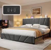 EnHomee Queen Bed Frame in Gray New in Box $599