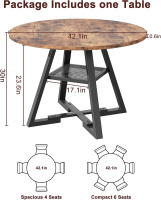 Jocoevol Round Dining Table for 4,Kitchen Dining Room Circle Dinner Pedestal Table,Space Saving Wood Kitchen & Dining Room Furniture (Vintage, 42In) New in Box $399