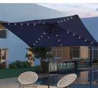 Sanluce 10 ft. x 6.5 ft. LED Rectangular Patio Umbrella with UV Protection, Easy Tilt and Wind-Resistant Features in Navy Blue New in Box $299