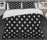 Design Art Queen Size Black Polka Dot Glam III - Glam 3-Piece Duvet Cover Set $199