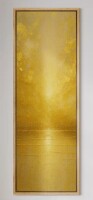 Latitude Run&reg; Radiant Gold Light Over Peaceful Waterline Vertical Wall Art - Large Framed Canvas Master Bedroom Wall Art Print, 60" H x 20" W New In Box $299