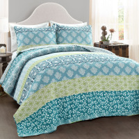 Lush Decor Full/Queen Bohemian 100% Cotton Reversible 3-Piece Quilt Set $299