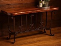 Astoria Grand Freeform Console Table &ndash; Handcrafted Natural Edge Mesquite Wood Console with Forged Iron Base &ndash; Rustic Modern Entryway or Hall Table New in Box $6699