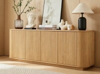 Ivy Bronx Sideboard Storage Cabinet TV Stand With Wave Pattern Buffet Cabinet Wooden Vertical Striped Cabinet For Kitchen/Bedroom/Entryway, 64''W X 15''D X 24''H. New in Box $699