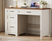 Gracie Oak Farmhouse 47" Executive Desk With File Drawer, Wood Computer Desk With 5 Storage Drawers New in Box $399