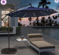 Hokku Designs Direen 120'' Lighted Cantilever Umbrella Navy Blue New in Box $599