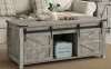 Gracie Oaks Jaquavion Coffee Table, Farmhouse Lift Top Coffee Table with Hidden Storage and Sliding Barn Door $399