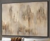 SIGNLEADER Extra Large Wall Art Fabric Print - Neutral Abstract Soft Beige and Taupe Waterfall-Inspired Illustration Artwork Decor for Living Room or Bedroom - "Frame Assembly Required (Unfinished Frame)", 36" H x 46" W New In Box $299