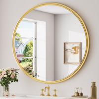 Ebern Designs Evangelista Aluminum Alloy Framed Tempered Glass 30" Round Wall Mirror New In Box $199