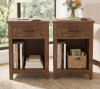 Latitude Run&reg; Set of 2 18'' Farmhouse Nightstand With Built-In Charging Station And USB-C Ports, Modern Two-Tone End Table In Walnut New In Box $299