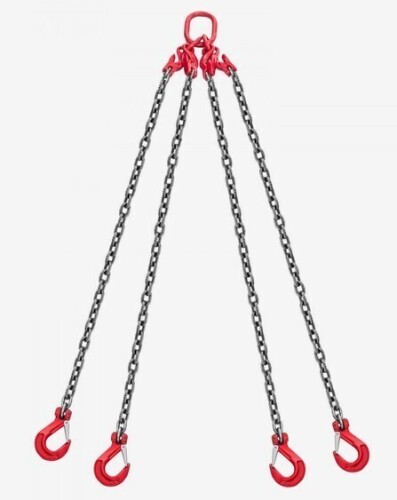 VEVOR Chain Sling, 3/8 in x 10 ft Lifting Chains with 4 Leg Grab Hooks, Heavy Duty G80 Alloy Steel Lifting Sling, 22900LBS Capacity, Adjustable Engine Chain Hoist Lifts for Cargo Security Towing New $299