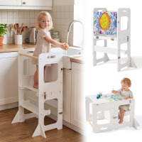 Labebe Toddler Standing Tower for 12M+, Montessori Foldable Learning Standing Tower with Blackboard, Anti-tip Structure Design,Wooden Kitchen Step Helper Stool for 1-3 Year Old New In Box $99