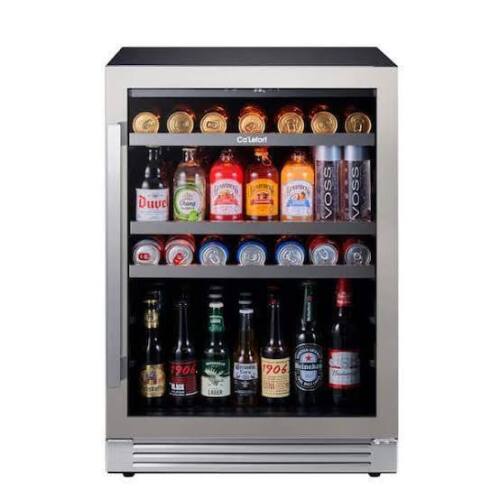 Ca'Lefort - Beverage cooler 24 inch Beverage Refrigerator, 180 Cans, 34&deg;F-54&deg;F, Glass Door, 3LED, Built-In/Freestanding,5.65 cu. ft - Stainless Steel New in Box $899