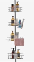 VEVOR Shower Corner Caddy Tension Pole, 56" to 114" High, Multi-Functional Shower Tension Pole with Strong Load-Bearing Tray, Rust-Proof Easy-to-Install Tension Pole, Fit for Bathroom & Washroom New In Box $79