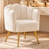 Mercer41 Modern Upholstered Velvet Accent Chair With Golden Metal Legs in White $499